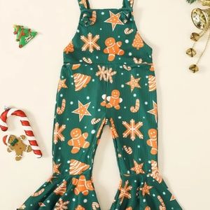 Emerald Gingerbread Bellbottom Overalls toddler